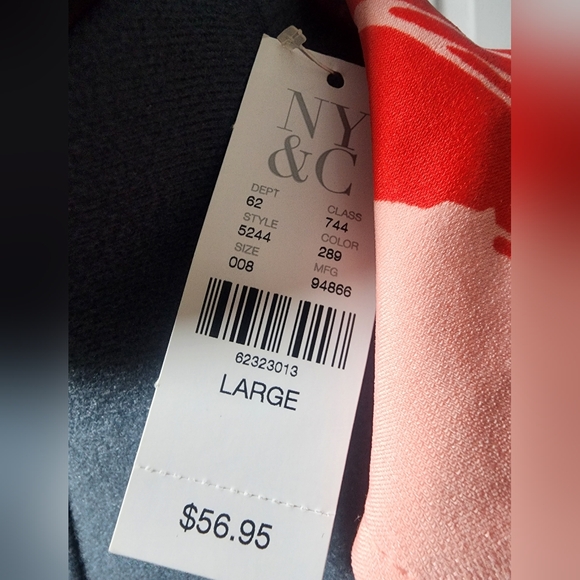 NY&Co Red and Pink Wrap Dress, Size L - Picture 3 of 3